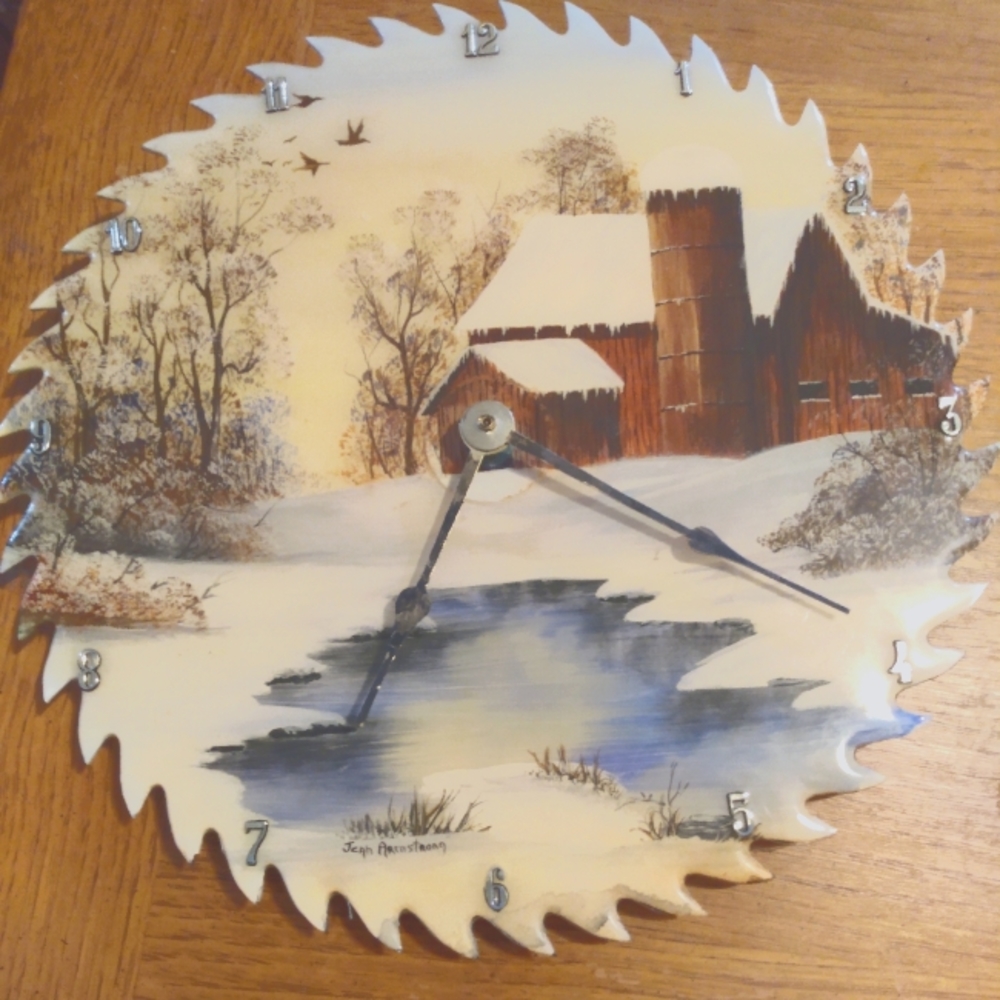 Hand Painted Saw blade Clock